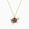 Effy Jewelry Seaside 14K Yellow Gold Multi Sapphire and Diamond Turtle Pendant | Necklaces & Pendants