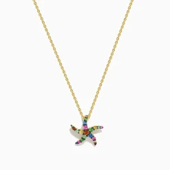 Effy Jewelry Seaside 14K Yellow Gold Multi Sapphire Starfish Pendant | Necklaces & Pendants
