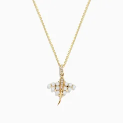 Effy Jewelry Seaside 14K Yellow Gold Pearl and Diamond Sting Ray Pendant | Necklaces & Pendants