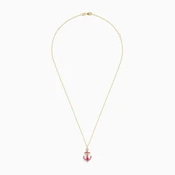 BH Multi Seaside 14K Yellow Gold Ruby and Diamond Anchor Pendant | Necklaces & Pendants