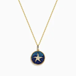 Effy Jewelry Seaside 14K Yellow Gold Sapphire and Diamond Starfish Pendant | Necklaces & Pendants