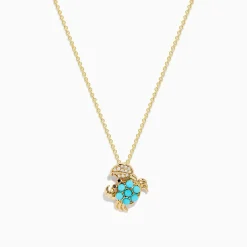 Effy Jewelry Seaside 14K Yellow Gold Turquoise and Diamond Crab Pendant | Necklaces & Pendants