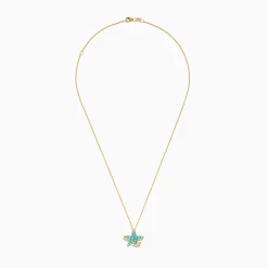 Effy Jewelry Seaside 14K Yellow Gold Turquoise and Diamond Starfish Pendant | Necklaces & Pendants