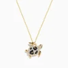 Effy Jewelry Seaside 14K Yellow Gold White, Black, and Brown Diamond Turtle Pendant | Necklaces & Pendants