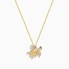 Effy Jewelry Seaside 14K Yellow Gold White and Black Diamond Turtle Pendant | Necklaces & Pendants