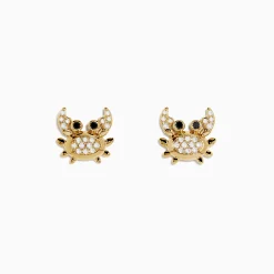 Effy Jewelry Seaside 14K Yellow Gold White u0026 Black Diamond Crab Earrings | Earrings
