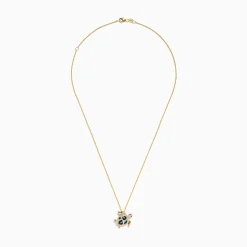 Effy Jewelry Seaside 14K Yellow Gold White, Black, and Brown Diamond Turtle Pendant | Necklaces & Pendants