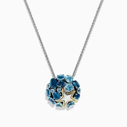 BH Multi Seaside Silver u0026 18K Gold Blue Topaz Starfish Pendant, 4.90 TCW | Necklaces & Pendants