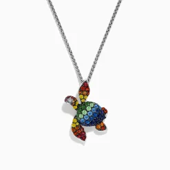 Effy Jewelry 925 Seaside Sterling Silver Multi Sapphires Turtle Pendant | Necklaces & Pendants