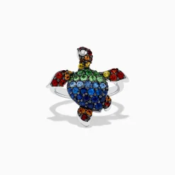 Effy Jewelry 925 Seaside Sterling Silver Mutli Sapphires Turtle Ring | Rings