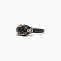 Effy Jewelry Signature 14K Gold Black Diamond u0026 Tsavorite Panther Ring, 1.75 TCW | Rings