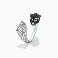 BH Multi Signature 14K Gold Black u0026 White Diamond Double Panther Ring, 1.49 TCW | Rings