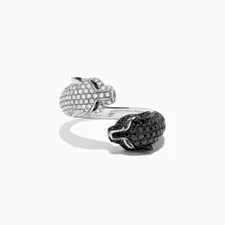 BH Multi Signature 14K Gold Black u0026 White Diamond Double Panther Ring, 1.49 TCW | Rings