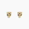 BH Multi Signature 14K Gold Emerald and Diamond Panther Earrings, 0.35 TCW | Earrings