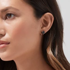 BH Multi Signature 14K Rose Gold Black Diamond u0026 Emerald Earrings, 0.93 TCW | Earrings