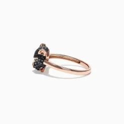 Effy Jewelry Signature 14K Rose Gold Black Diamond u0026 Emerald Mini Ring, 0.46 TCW | Rings