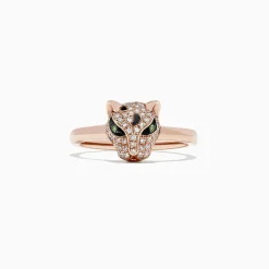 Effy Jewelry Signature 14K Rose Gold Diamond and Tsavorite Mini Ring, 0.25 TCW | Rings