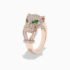 Effy Jewelry Signature 14K Rose Gold Emerald and Diamond Panther Ring | Rings