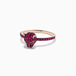BH Multi Signature 14K Rose Gold Ruby and Tsavorite Panther Ring, 0.59 TCW | Rings
