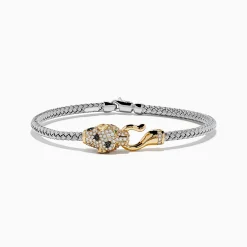 Effy Jewelry Signature 14K Two Tone Gold Diamond and Emerald Panther Bangle | Bracelets
