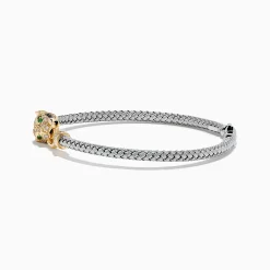 Effy Jewelry Signature 14K Two Tone Gold Diamond and Emerald Panther Bangle | Bracelets