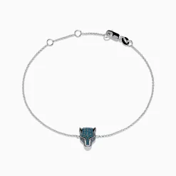 Effy Jewelry Signature 14K White Gold Black and Blue Diamond Panther Bracelet | Bracelets