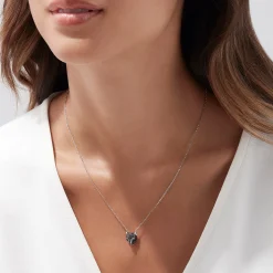 BH Multi Signature 14K White Gold Black Diamond u0026 Emerald Necklace, 0.61 TCW | Necklaces & Pendants