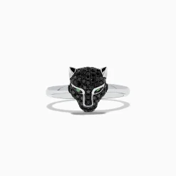 Effy Jewelry Signature 14K White Gold Black Diamond Panther Ring | Rings