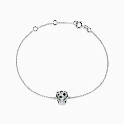 Effy Jewelry Signature 14K White Gold Diamond and Emerald Panther Bracelet | Bracelets