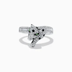 Effy Jewelry Signature 14K White Gold Diamond and Tsavorite Panther Ring | Rings