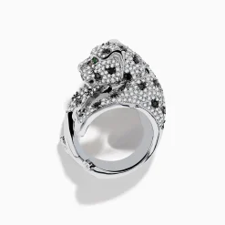 Effy Jewelry Signature 14K White Gold Diamond and Emerald Panther Ring | Rings