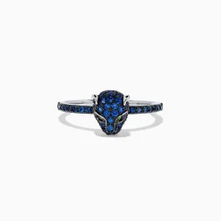 BH Multi Signature 14K White Gold Sapphire and Diamond Panther Ring, 0.59 TCW | Rings