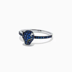BH Multi Signature 14K White Gold Sapphire and Diamond Panther Ring, 0.59 TCW | Rings