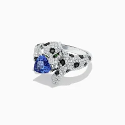 BH Multi Signature 14K White Gold Tanzanite and Diamond Panther Ring, 2.07 TCW | Rings