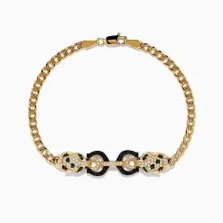 Effy Jewelry Signature 14K Yellow Gold Black and White Diamond Panther Bracelet | Bracelets