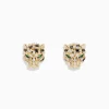 BH Multi Signature 14K Yellow Gold Black and White Diamond Panther Earrings | Earrings