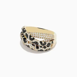 BH Multi Signature 14K Yellow Gold Black Diamond Spot Crossover Ring | Rings