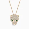 BH Multi Signature 14K Yellow Gold Diamond u0026 Emerald Panther Pendant, 3.23 TCW | Necklaces & Pendants
