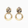 Effy Jewelry Signature 14K Yellow Gold Diamond Emerald Panther Earrings, 0.93 TCW | Earrings