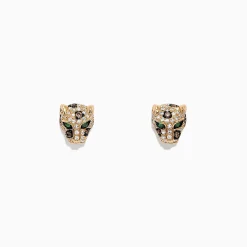 Effy Jewelry Signature 14K Yellow Gold Diamond Panther Stud Earrings, 0.37 TCW | Earrings