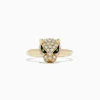 BH Multi Signature 14K Yellow Gold Diamond and Tsavorite Panther Ring, 0.47 TCW | Rings