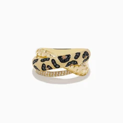 BH Multi Signature 14K Yellow Gold Diamond Spot Crossover Ring | Rings