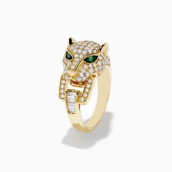 Effy Jewelry Signature 14K Yellow Gold Diamond and Emerald Panther Ring | Rings