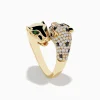 Effy Jewelry Signature 14K Yellow Gold Diamond and Emerald Double Panther Ring | Rings