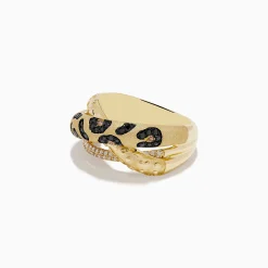 BH Multi Signature 14K Yellow Gold Diamond Spot Crossover Ring | Rings