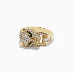 Effy Jewelry Signature 14K Yellow Gold Diamond and Emerald Panther Ring | Rings