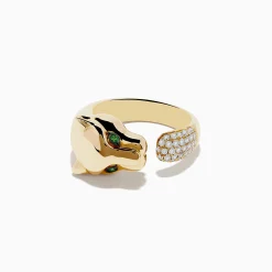 Effy Jewelry Signature 14K Yellow Gold Diamond and Tsavorite Panther Ring | Rings