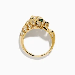 Effy Jewelry Signature 14K Yellow Gold Diamond and Emerald Panther Ring | Rings