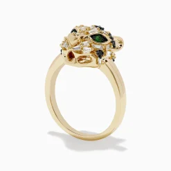 BH Multi Signature 14K Yellow Gold Diamond and Emerald Panther Ring | Rings