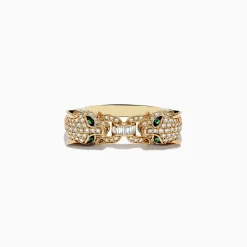 Effy Jewelry Signature 14K Yellow Gold Diamond and Emerald Panther Ring | Rings